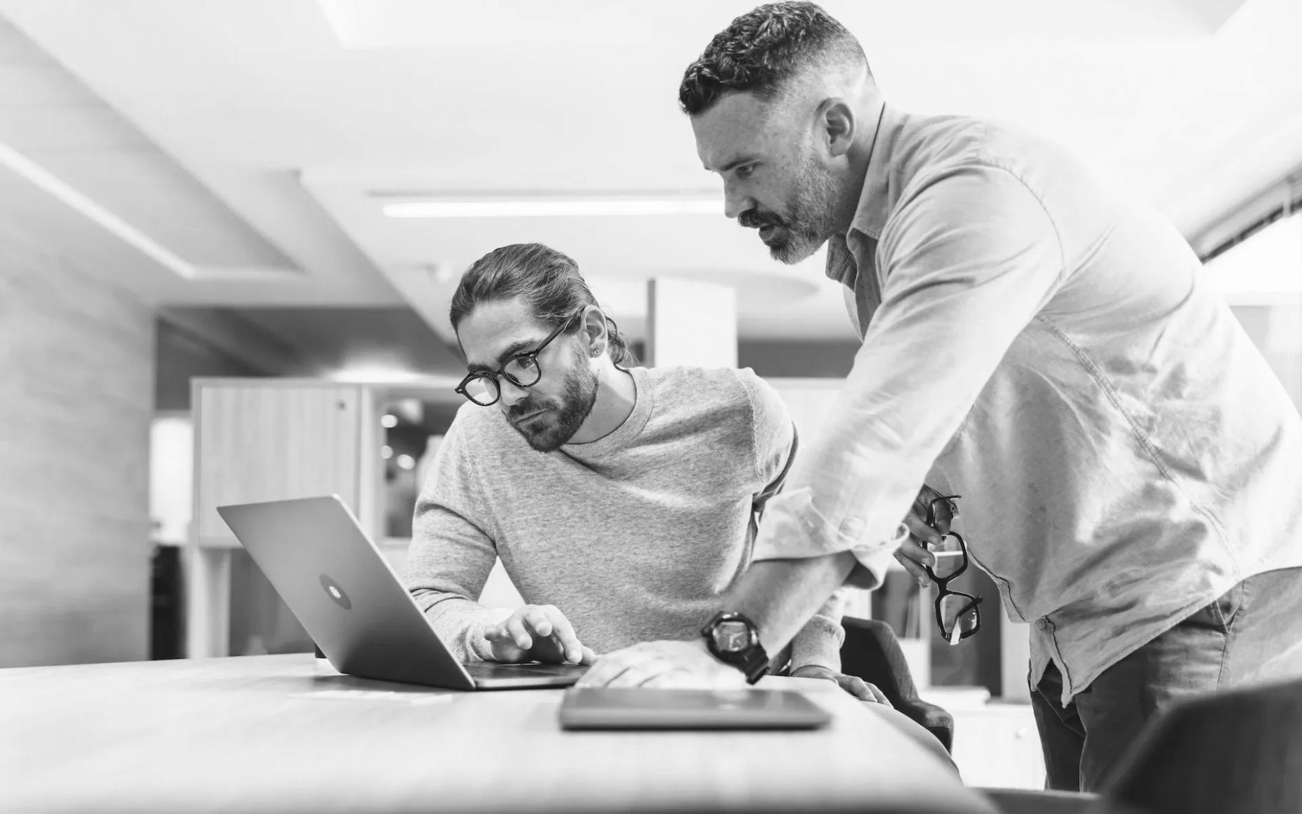 Students engaged in financial records training